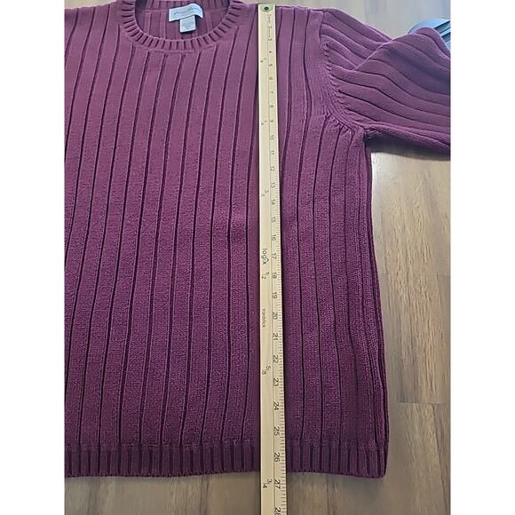 VTG Eddie Bauer Men’s Heritage Fisherman Knit Sweater XL Burgundy Crew Pullover - Picture 9 of 9